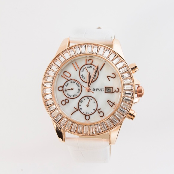 Women's Rose Gold & Baguette White Steiner Watch - Picture 1 of 5